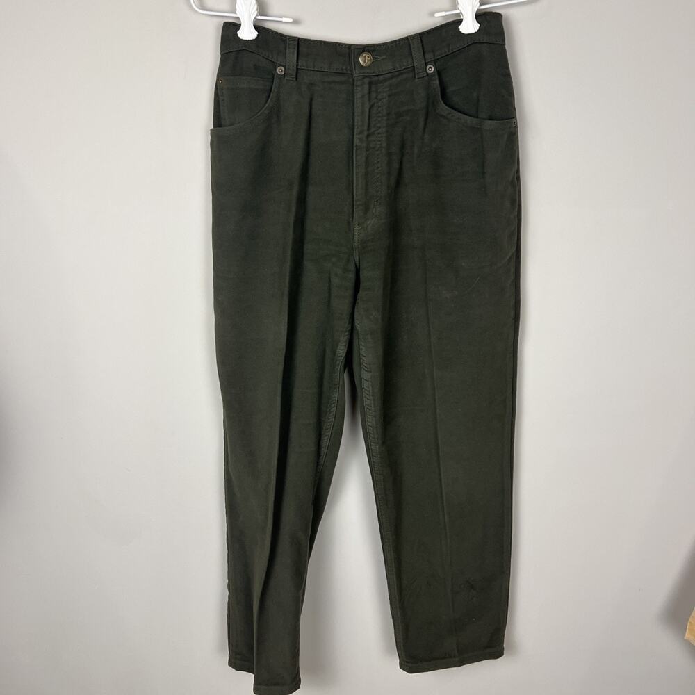 J. Peterman Company Women's Pants Sz 10 Olive Green 100% Cotton Straight Wide